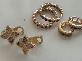 Luxus Elegante Ohrstecker Ohrschmuck  Farbe: Gold Zirkonia