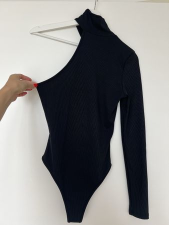 Vintage Body Suit One Shoulder Black Size S
