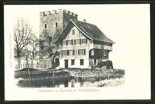 Cartoline postali: Schnitzthurm in Stansstad, um 1900 – Usato da Frauenfeld venduto da POML
