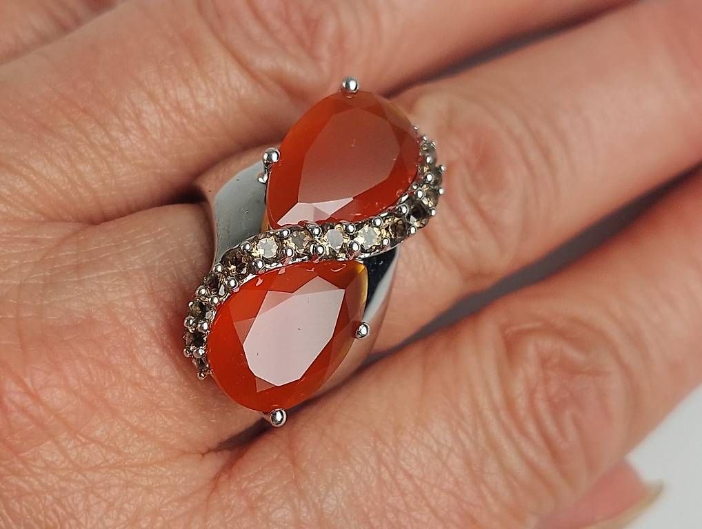 Ringe: Ring Silber mit Karneol und Rauchquarz – Gebraucht aus Stans von wer_fd5f