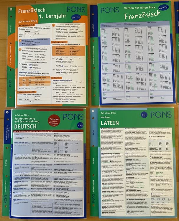 8x PONS Auf einen Blick - laminierte Lern-Klappkarten (Neu (gemäss ...