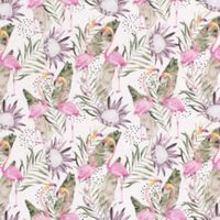 Baumwolljersey Digital versteckte Flamingos - weiss