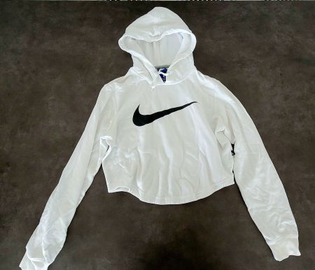 Nike Damen Pullover Crop weiss/schwarz, Grösse M