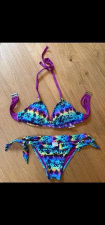 Maillot de bain deux pièces multicolore imprimé taille S