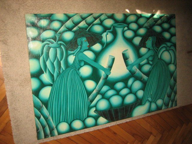 Dipinti: Gemälde blau-grün auf Leinwand – Usato da Winterthur venduto da pf02 2