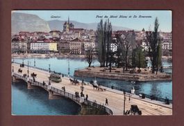 GENEVE - Pont du Mont Blanc - Île Rousseau - 1908