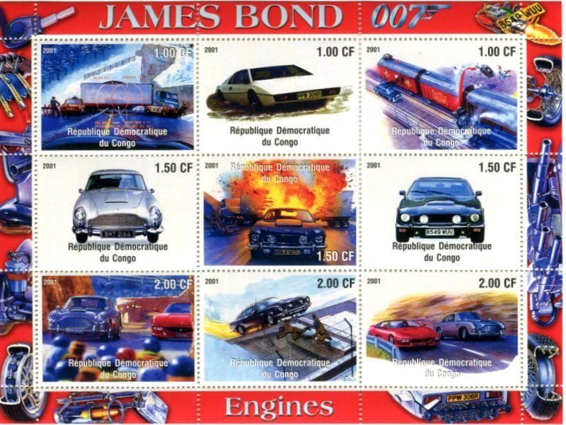 Tous les timbres: Block "James Bond. Aston Martin". Kongo. – Neuf avec emballage d'origine à Basel par Butsch5