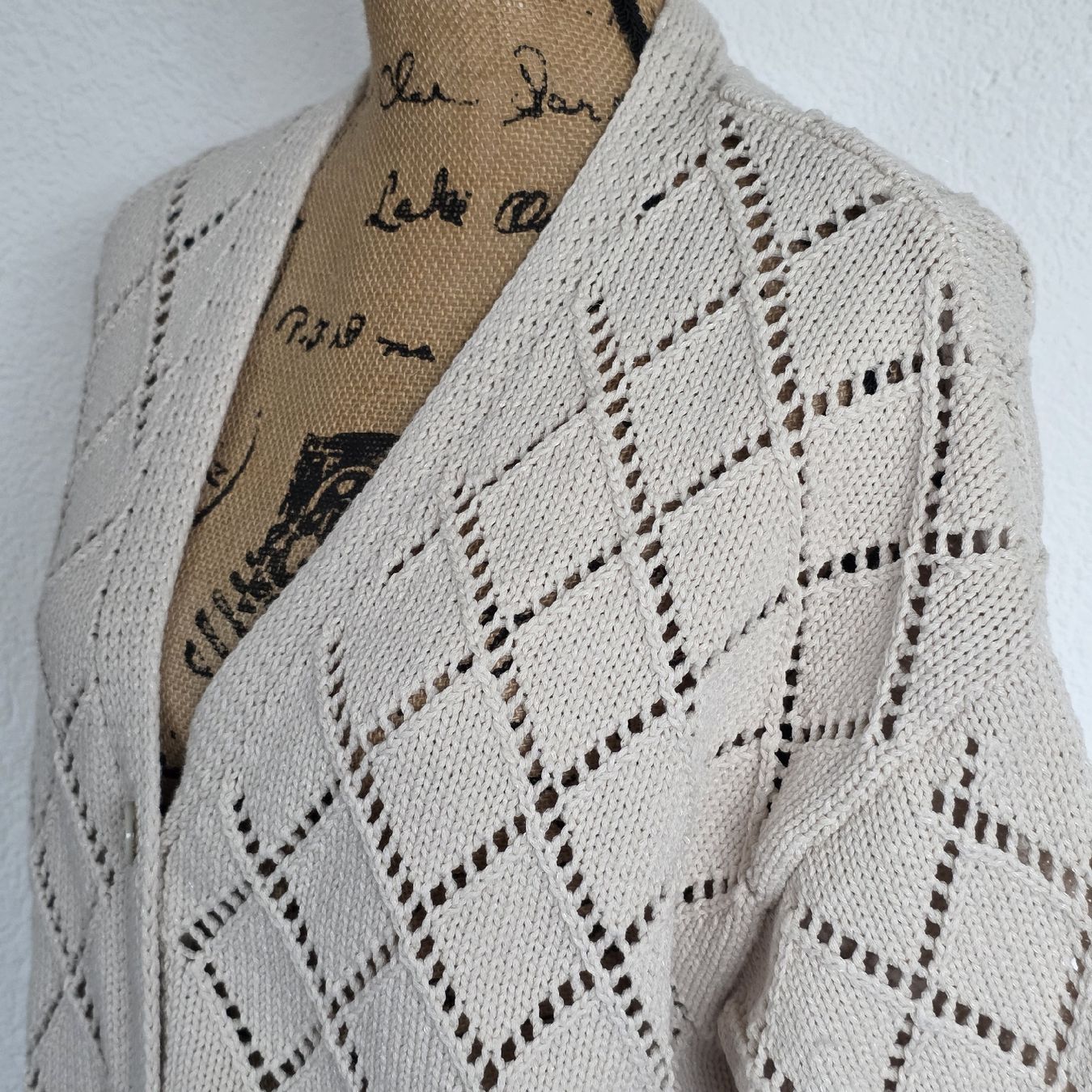 Giacche: Damen Strickjacke beige Grösse L Lochmuster Baumwolle – Nuovo (secondo la descrizione) da Rheinsulz venduto da Gilea 2