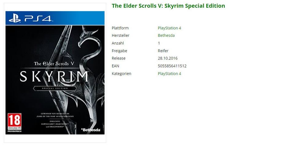 The Elder Scrolls V: Skyrim Special Edition (PS4) (Gebraucht) in Buchrain für CHF 15 - mit