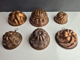 6x Antike Kupfer Backformen Set 11-16cm Ganteri Vintage Deko