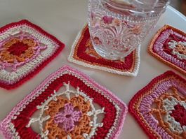 Häkel Coaster Glas Tassen Untersetzer Flower in Web Deko