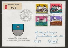 1976  R-Brief, Ersttag Pro Patria, v Bern n Basel