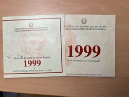 Silber 25,6gr Münze Lire 500 & 1000 Münzsatz italien 1999
