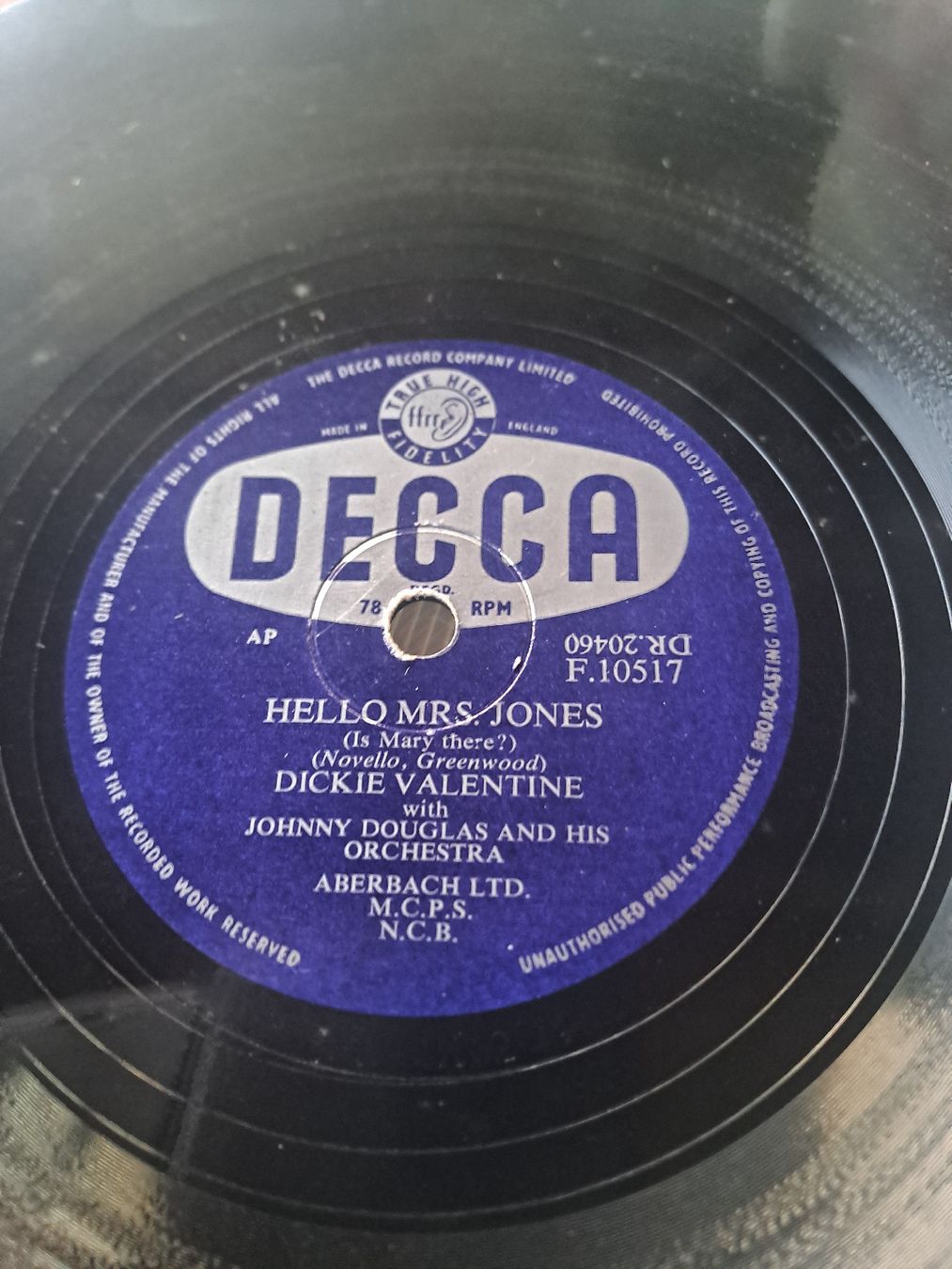Schallplatten: Shellac DICKIE VALENTINE "Lazy Condolier" DECCA – Gebraucht aus Uetendorf von Essiggurken 2