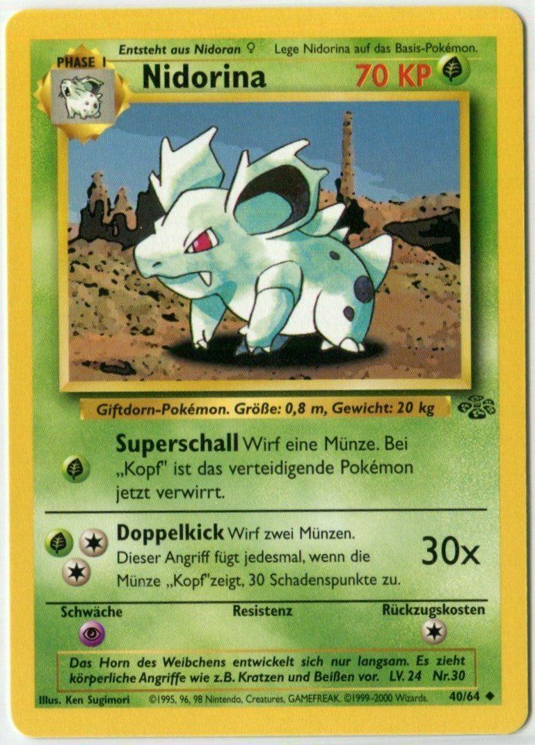 Pokémon Carte collezionabili: Nidorina Dschungel 40/64 Deutsch Mint – Nuovo (secondo la descrizione) da Dornach venduto da Deco89