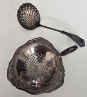 Teesieb mit Löffel versilbert gebraucht guter Zustand