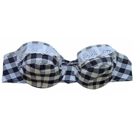 Bikini Oberteil Gr. S Vichy Bw schwarz-weiss VINTAGE 1950s