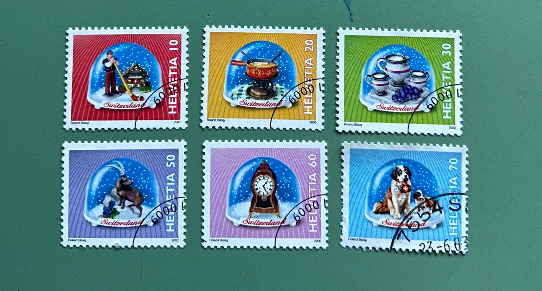 Alle Briefmarken: Schweizer Freimarkensatz "Souvenirs" 2000 – Gebraucht aus Münchringen von Hegelime-38
