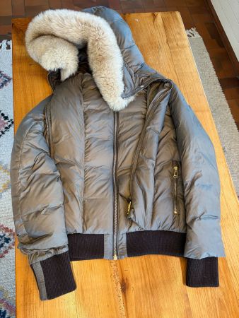 Damen Daunenjacke Windsor braun mit Pelzkragen Gr. 36