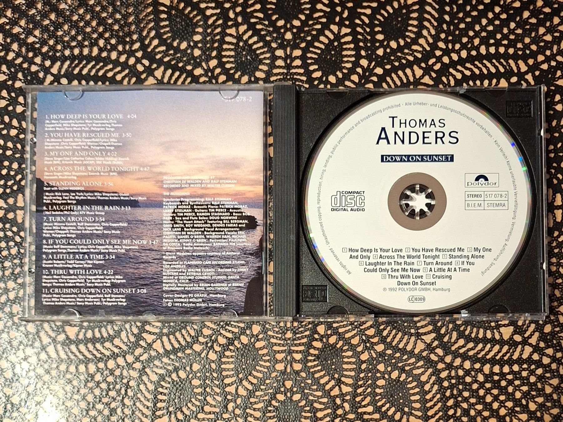 CD: Thomas Anders - Down On Sunset, DE Pop CD Album 1992 – Usato da Schönenberg TG venduto da Gregolino76 2