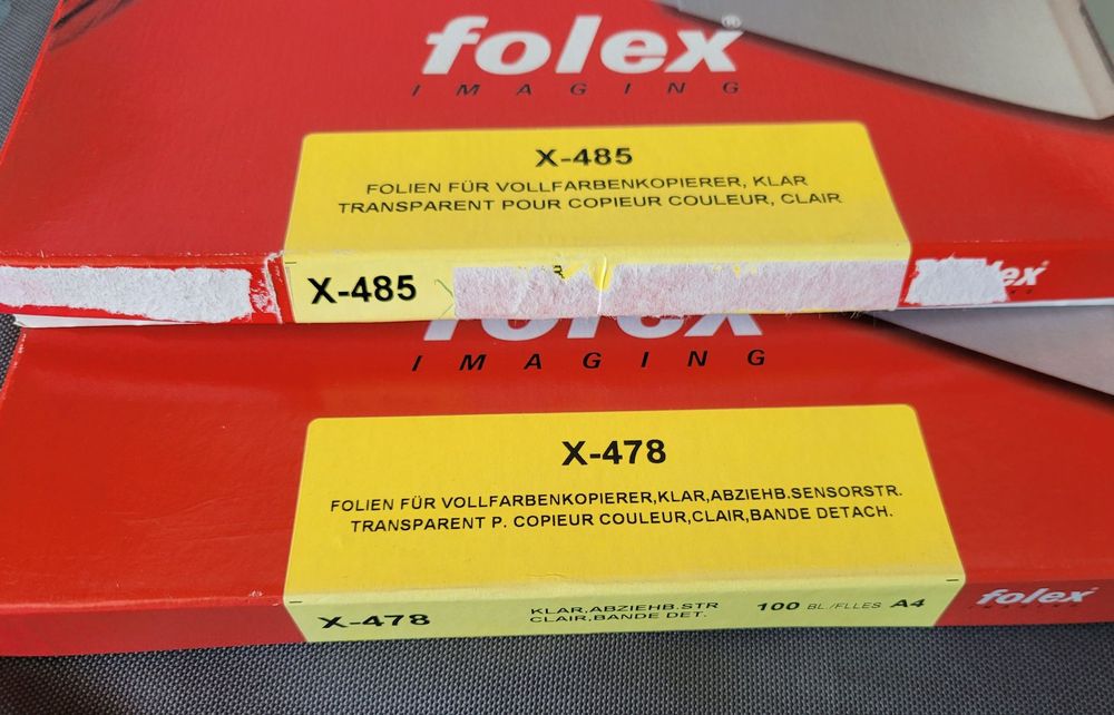 Fogli trasparenti: diverse Folex Kopierfolien X-478 X485 X-500 für Farbkopierer – Nuovo (secondo la descrizione) da Zimmerwald venduto da ab1Franken 1