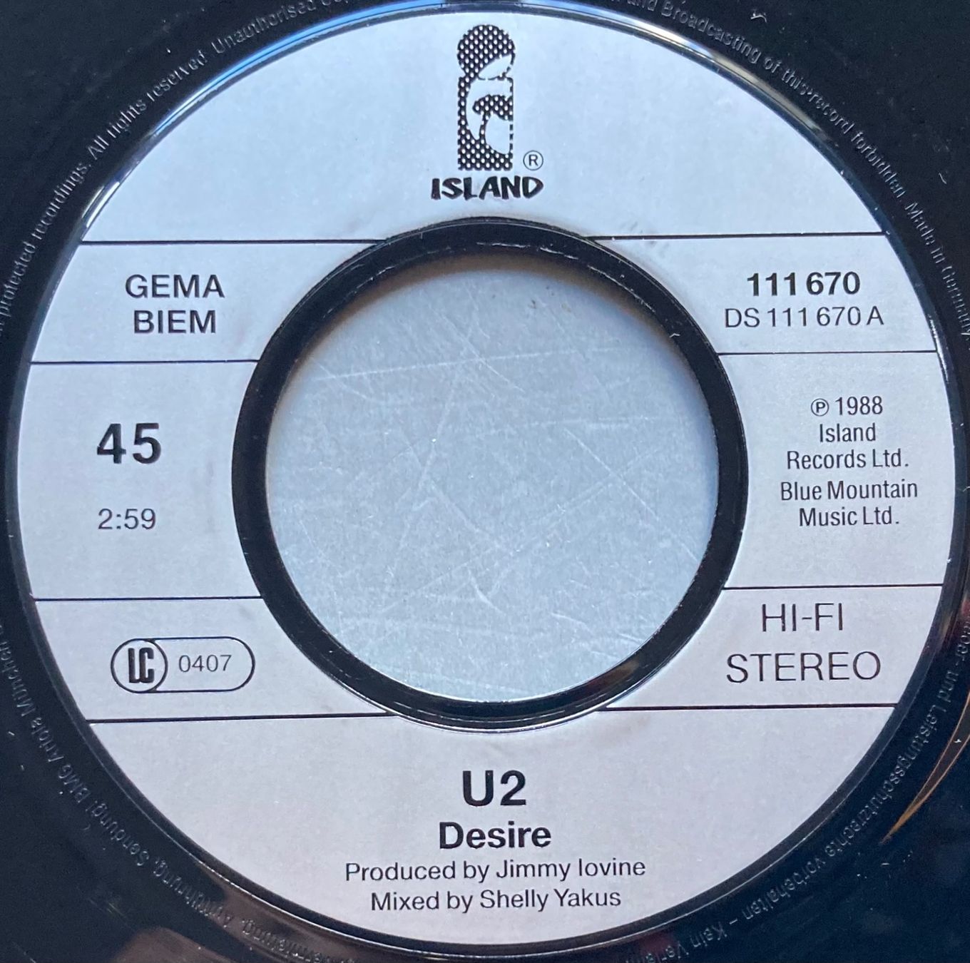 Vinyles: U2 - DESIRE – D'occasion à Poliez-Pittet par Newtown-Records 2