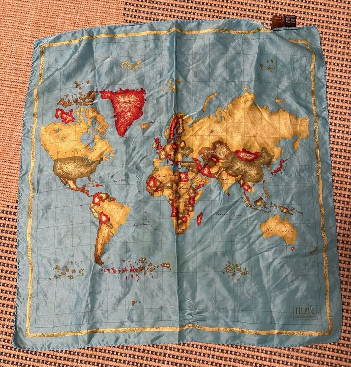 Foulard En Soie Vintage Alviero Martini - Dimensions 50x51 Cm, Couleur Marron, Made In Italy