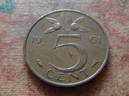 PAYS-BAS  Nederland  5  Cent  1961