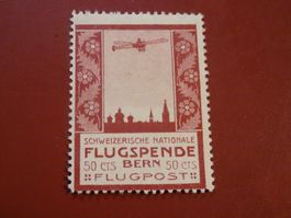1913, FLUGPOSTMARKEN VORLÄUFER III BERN, POSTFRISCH,