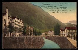 AK Chur, Plessurquai mit Bergpanorama