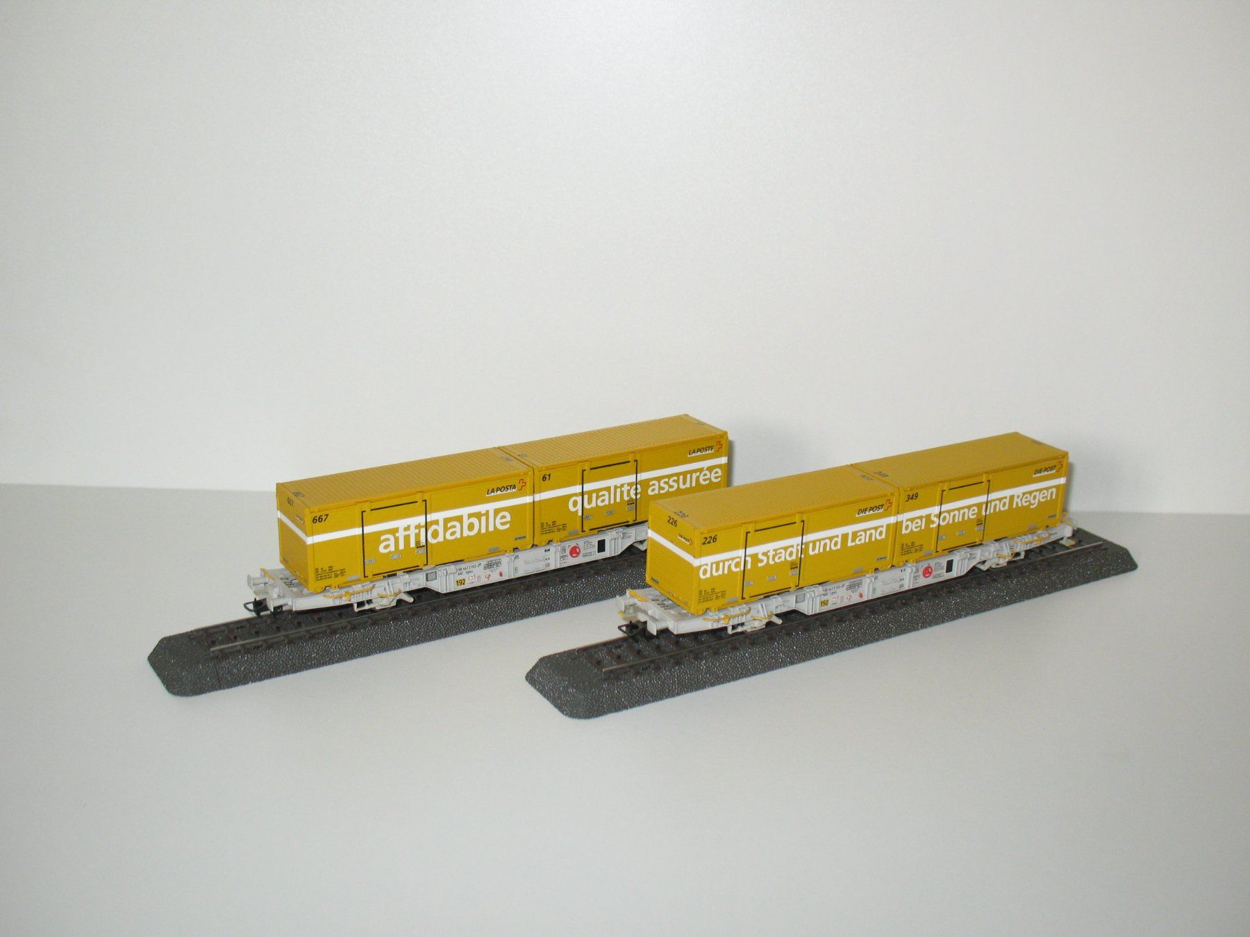 Liliput Modellini di ferrovie: SBB Containertragwagen-Set "Schweizer Post" / Liliput 240042 – Usato da Ettiswil venduto da Caapraibex 3