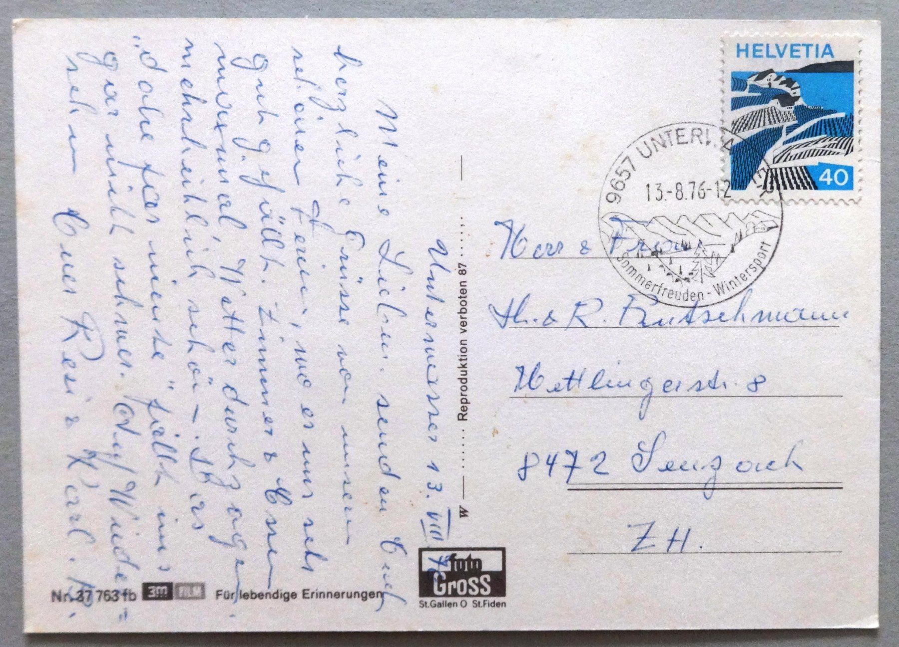 Cartes postales: Unterwasser - Iltios - Chäserrugg – D'occasion à Fétigny par Billy2miny 1