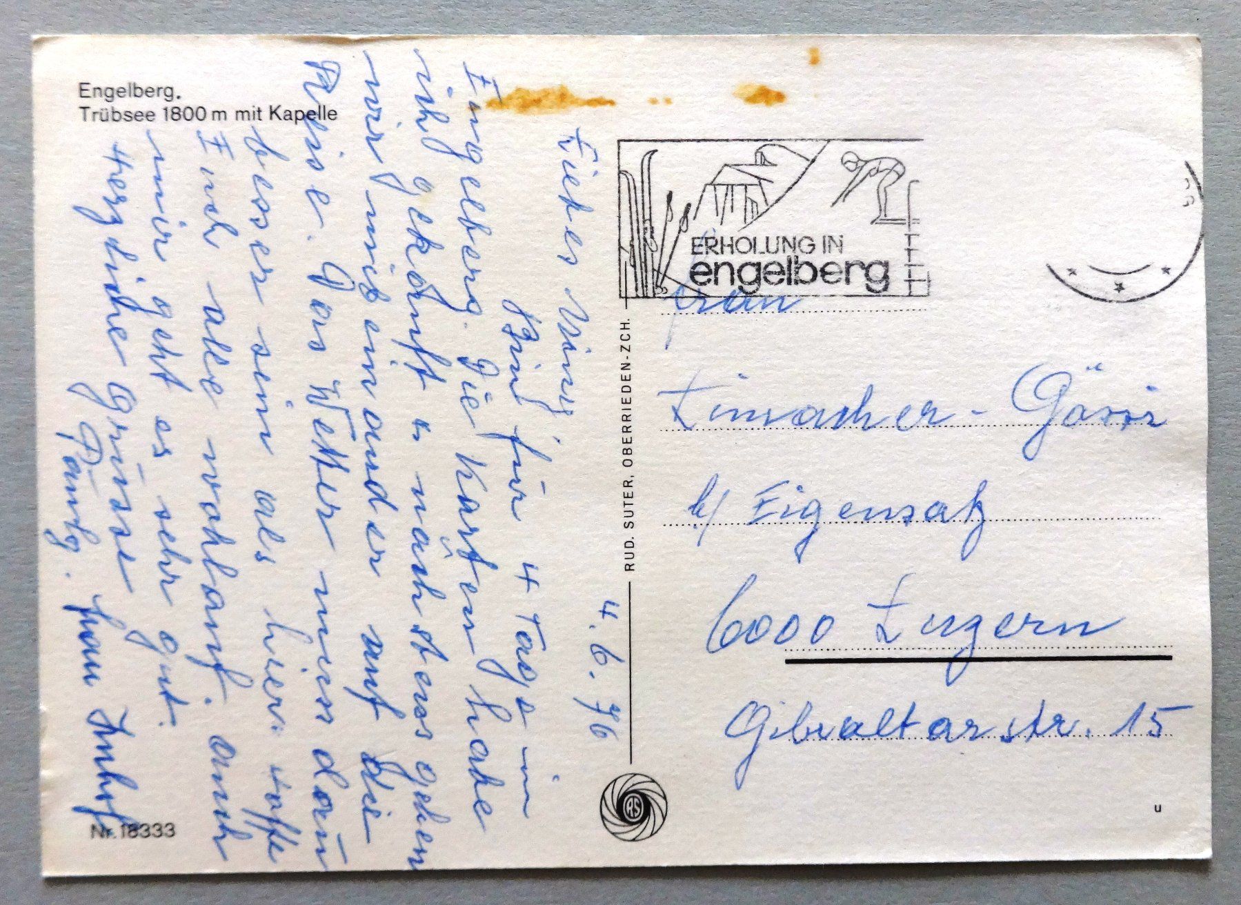 Cartes postales: Engelberg, Trübsee mit Kapelle – Défectueux à Fétigny par Billy2miny 1