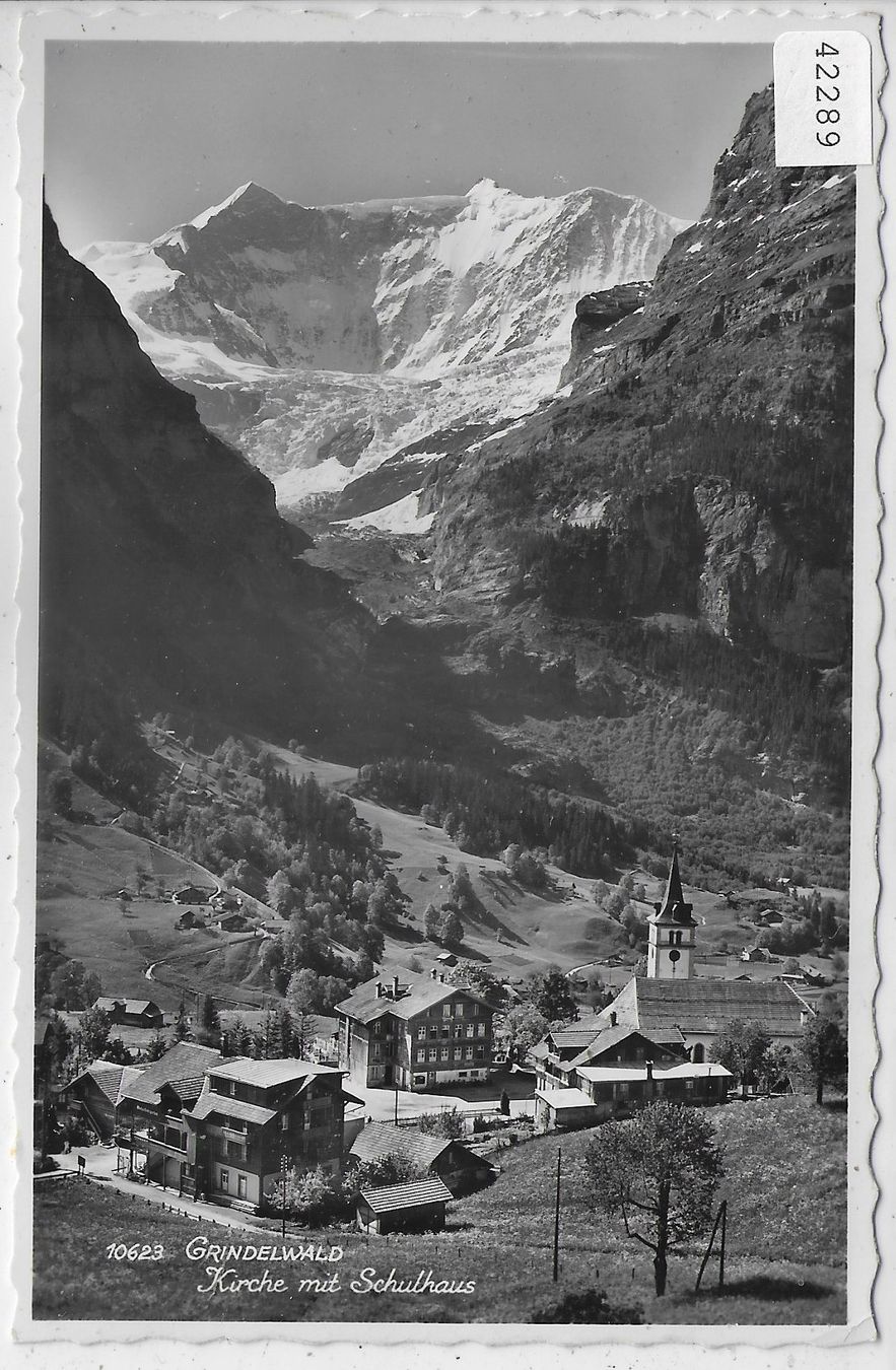 Cartes postales: Grindelwald - Kirche mit Schulhaus – D'occasion à Ettingen par Kartenplanet