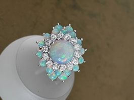 Weissgold Ring Opalen und Brillanten