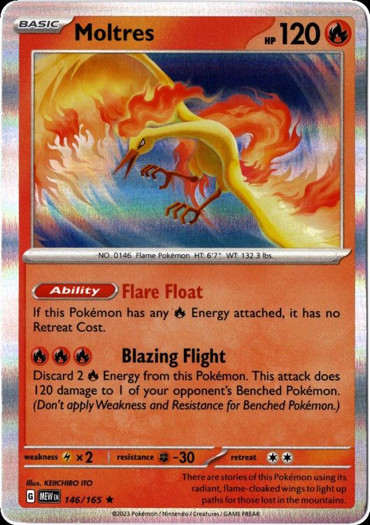 Pokemon 151 SV2a Moltres R 146/165 - Master Ball Reverse Holo Japanese
