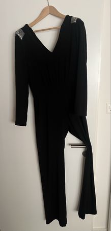 Saloni Black Jumpsuit, Embellished Shoulders, UK 10 US 6