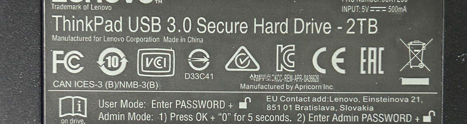 Dischi rigidi: Thinkad USB 3.0 Secure Hard Drive 2TB – Nuovo (secondo la descrizione) da Rüti - ZH venduto da Elturco31 1