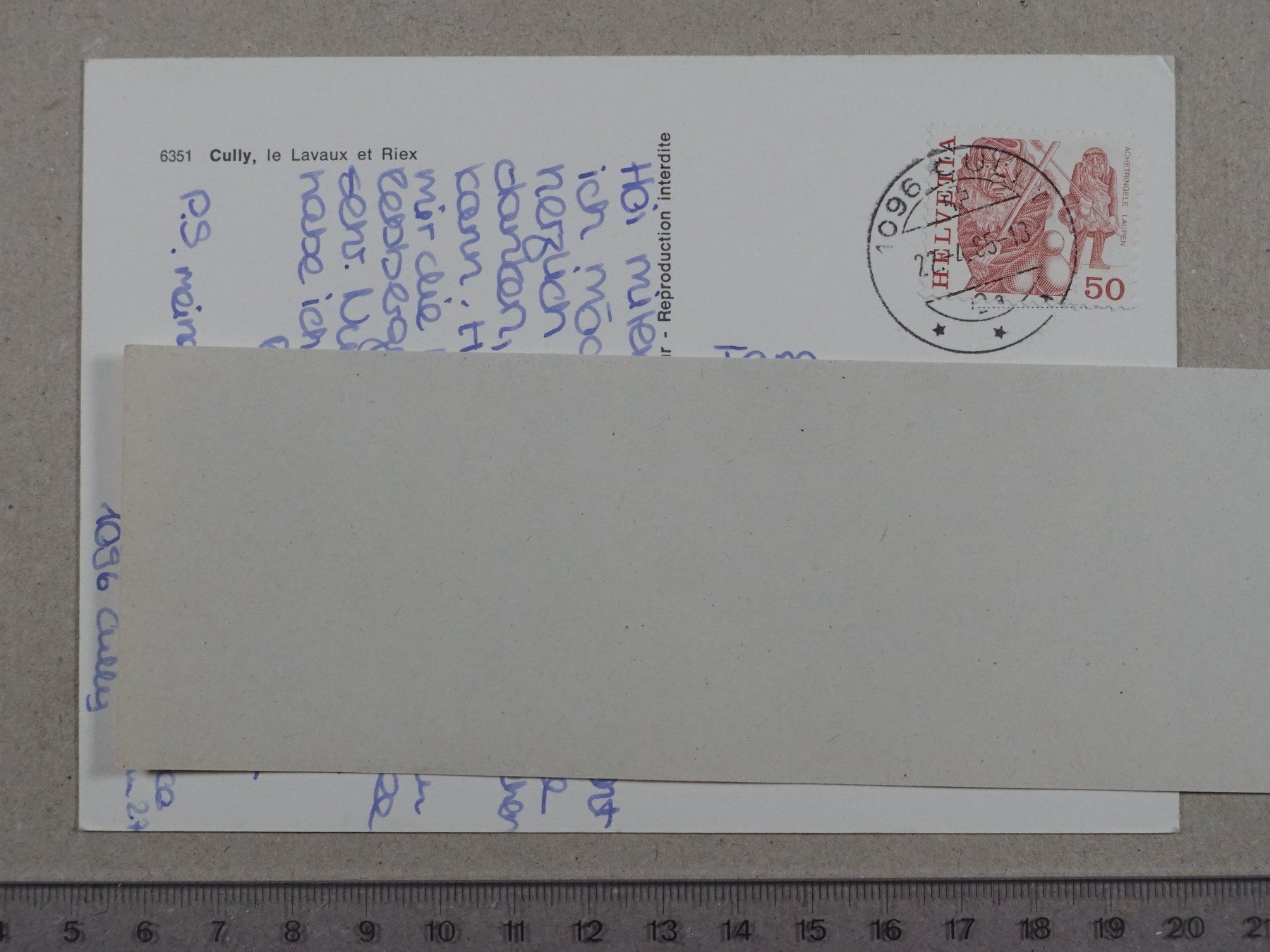Ansichtskarten: Cully, le Lavaux et Riex, 1985 – Gebraucht aus Lenzburg von fh1 1