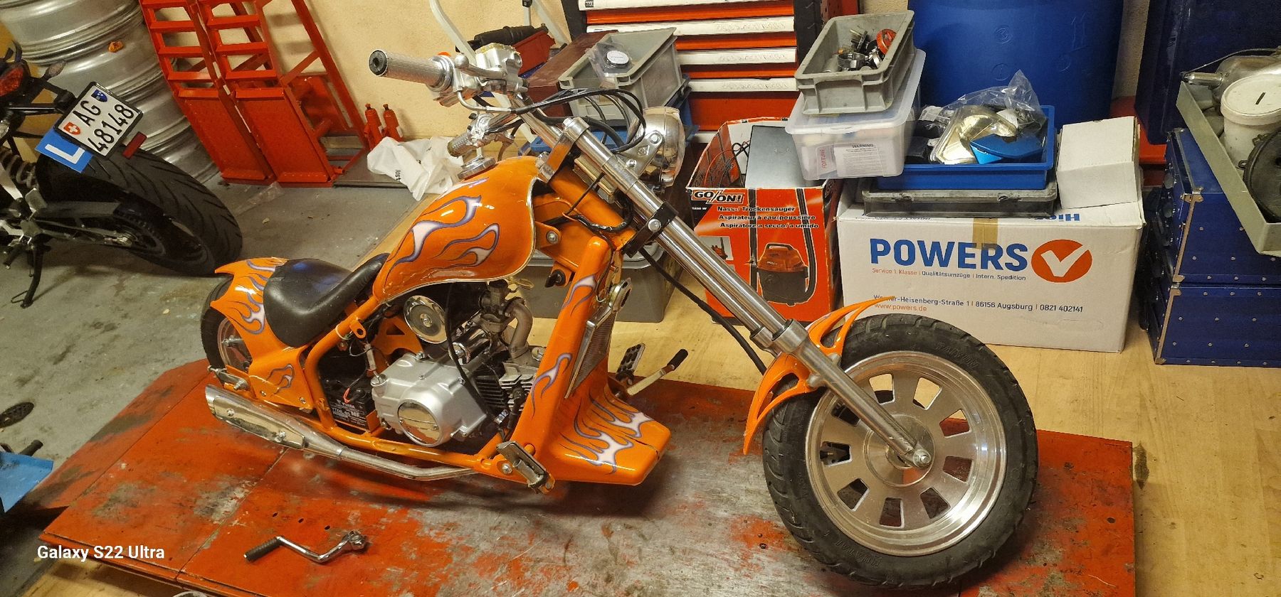 Mini Bikes: Mini Chopper Orange mit Flammen Optik – Defekt aus Niederlenz von Gidd 1