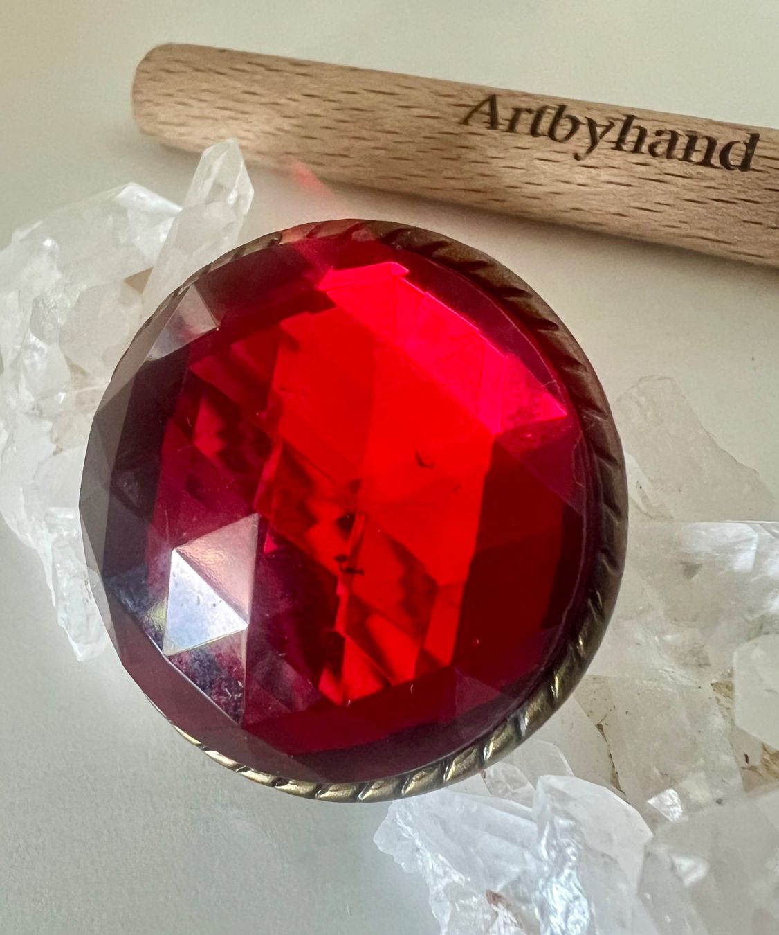Autres bijoux: Vintage Kette & Brosche Rubinrot Glas leuchtendes Ensemble – D'occasion à Ruswil par artbyhand 7