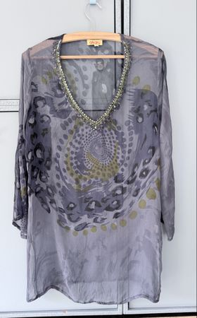 Tunika Bluse mit Perlenstickerei Viskose Made in India