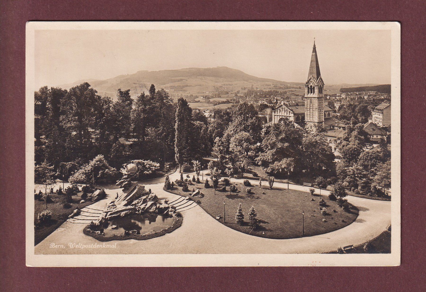 Ansichtskarten: BERN - Weltpostdenkmal - 1927 – Gebraucht aus Pully von nicecards