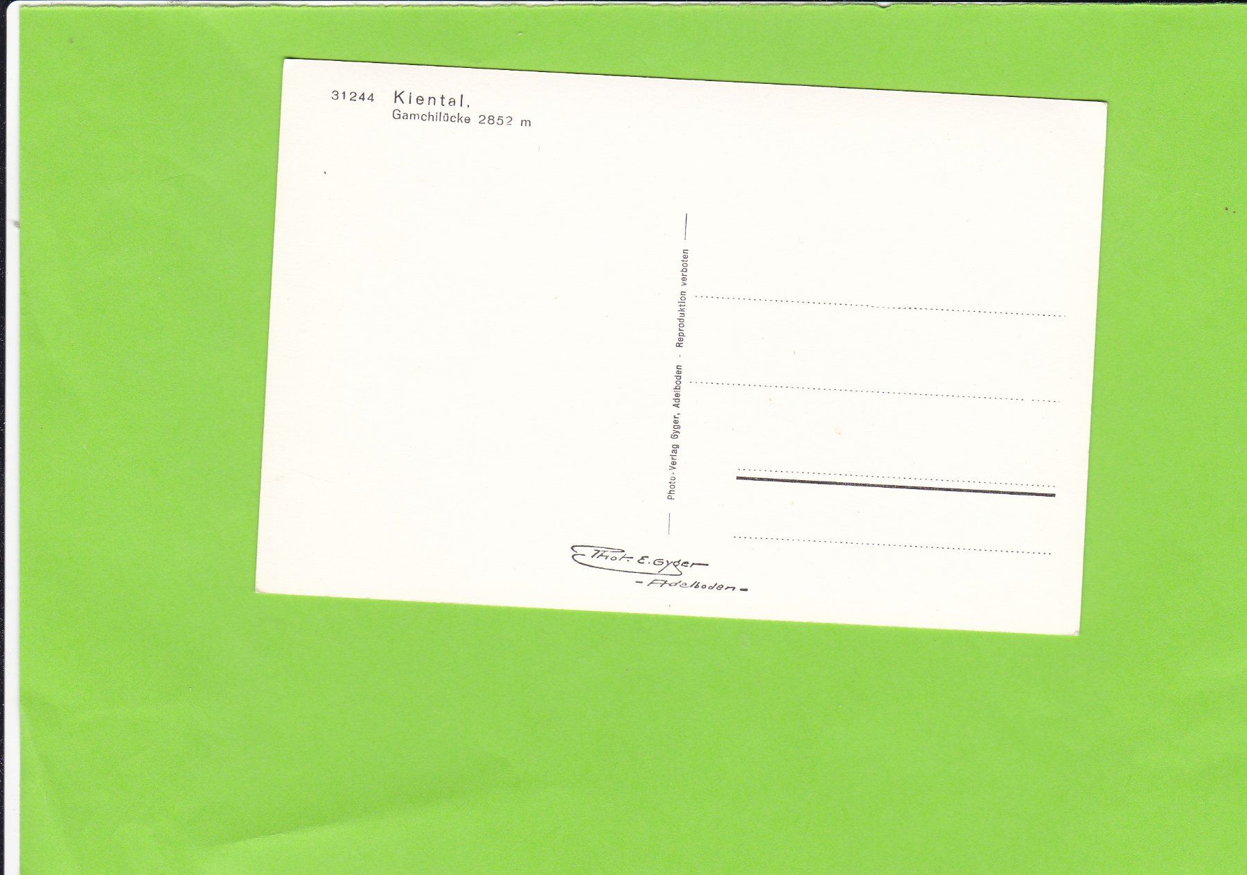 Cartoline postali: 31244 Kiental, E. Gyger – Usato da St. Peterzell venduto da neckertal 1