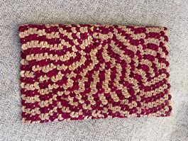 Strand Clutsch pink beige geflochten Stand Bag Versand 9.-
