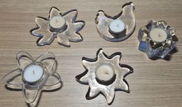 5 Stück Kerzenhalter davon 4x Glasi Hergiswil