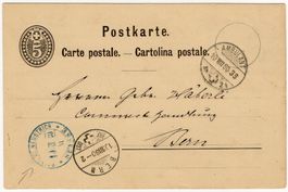 BAINS DE HEUSTRICH 10 VIII 80 (blau) auf Postkarte nach BERN