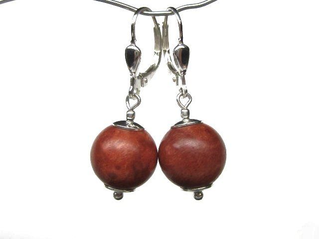 Silberohrstecker Kugel Rot Ohrstecker 925er Sterling Silber Koralle Damen Schmuck main image 0
