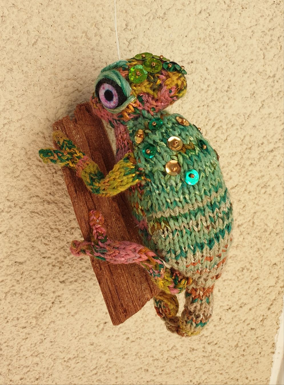 Statuette: Handgestrickten Chamäleon  OOAK Dekor – Nuovo (secondo la descrizione) da Gelterkinden venduto da Macrameed 3