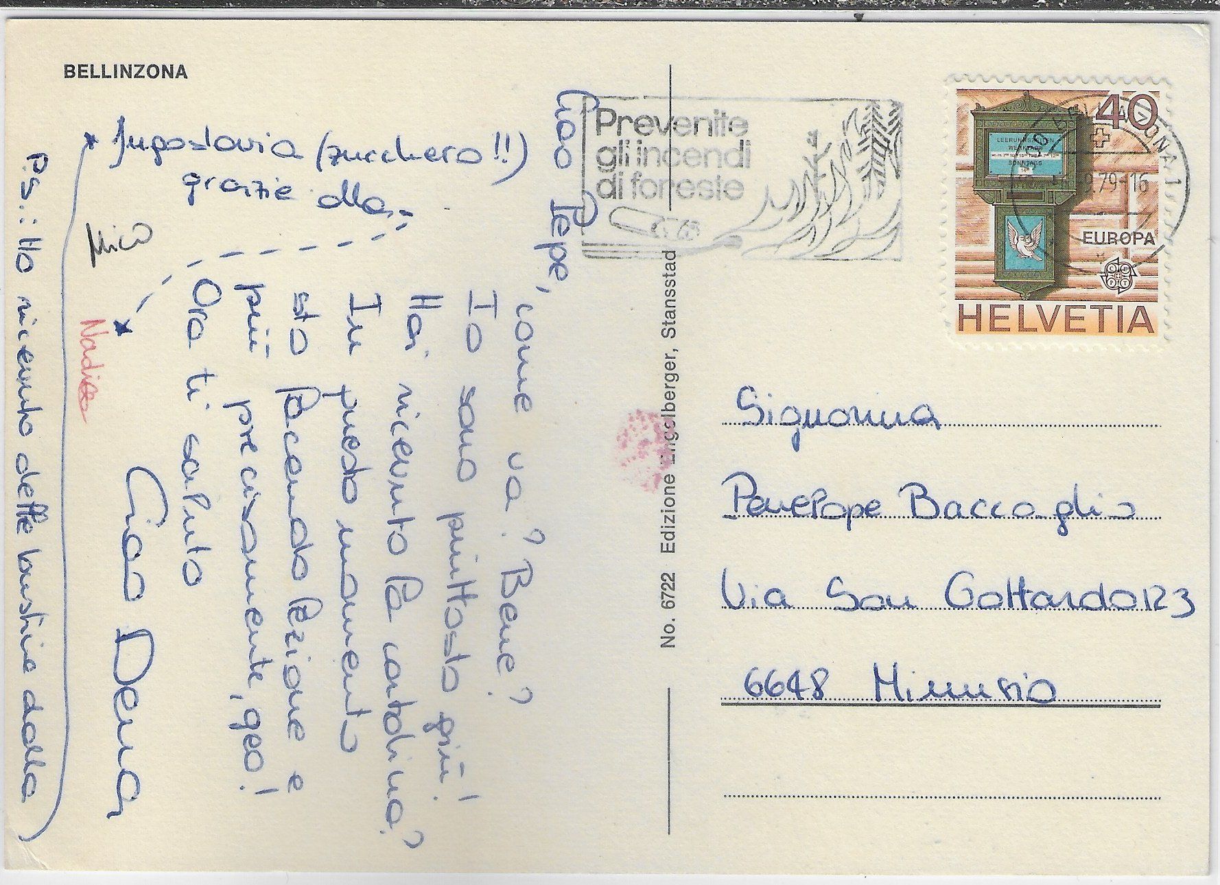 Cartoline postali: Bellinzona - Fontana – Usato da Ettingen venduto da Kartenplanet 1